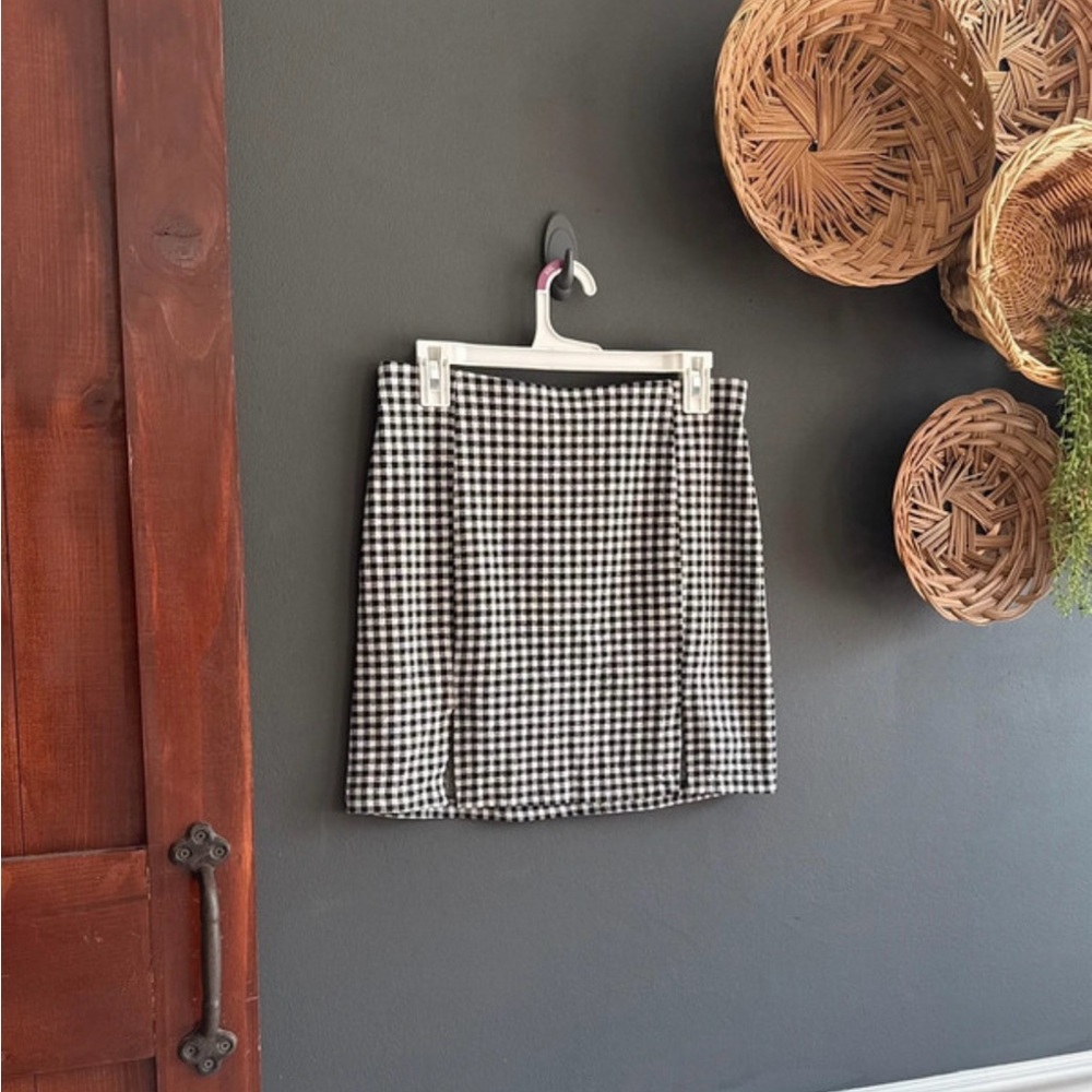 Divided Black and White Checkered Mini Skirt
